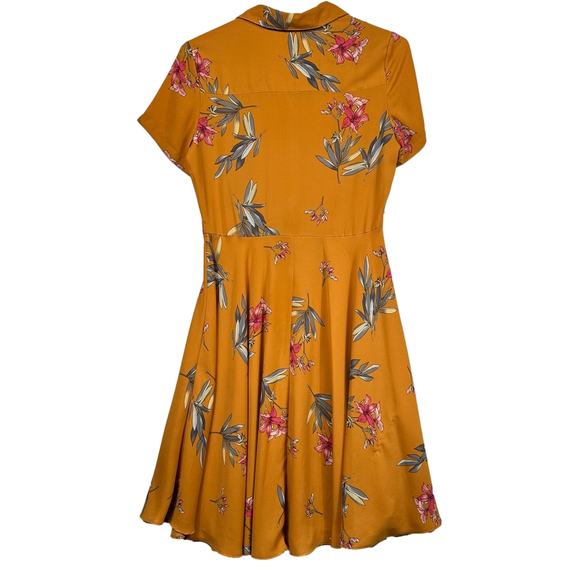 Nanette Lepore Mustard Floral Midi Dress Size 6 - Picture 4 of 7